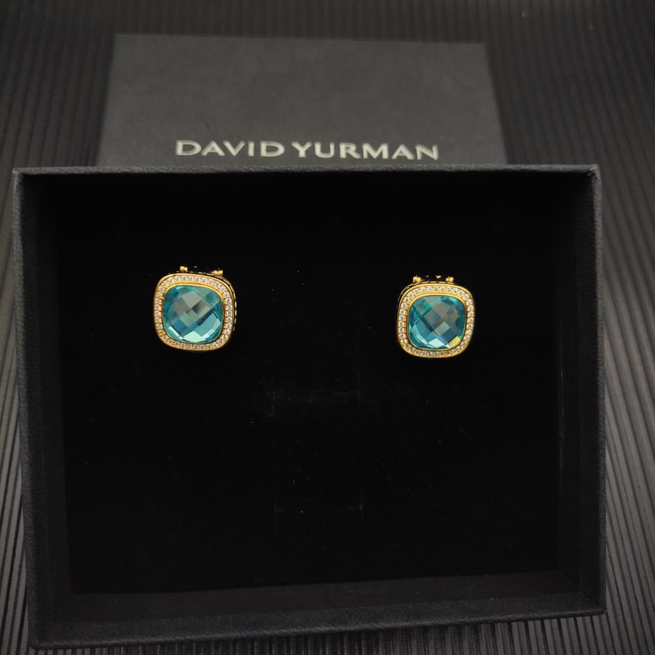 David Yurman Blue Topaz and Diamond Albion Clip-On Earrings
